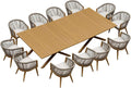 PURPLE LEAF Patio Dining Set for 12 All-Weather Wicker Woodgrain Aluminum 14 by PURPLELEAF