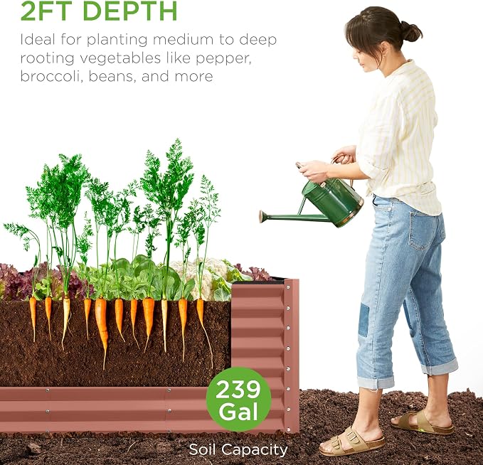 Best Choice Products 8x2x2ft Raised Outdoor Metal Garden Bed, Deep Root Box - Image 4