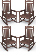KINGYES HDPE Outdoor Rocking Chair Set of 4, All-Weather Poly Patio Rocking by KINGYES