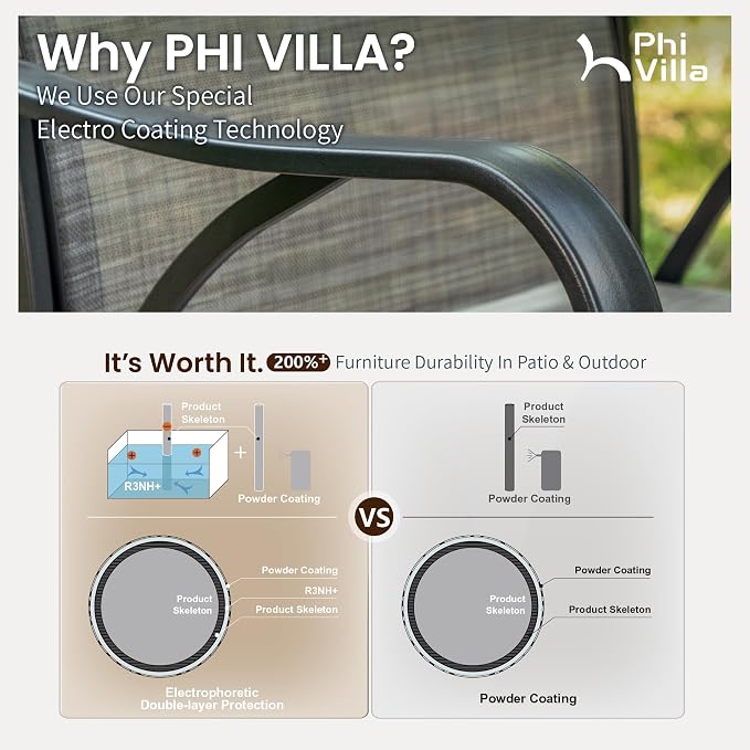 PHI VILLA Outdoor Swivel Bar Stools Set of 4, High Top Patio Bar Stools & Chairs - Image 9