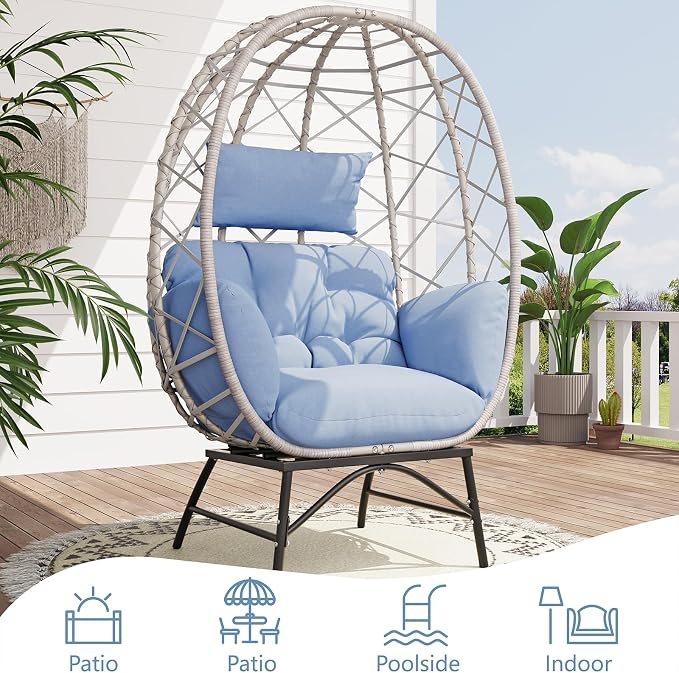 SWITTE Wicker Egg Chair Outdoor, Oversized Patio Lounge Chairs - Image 3