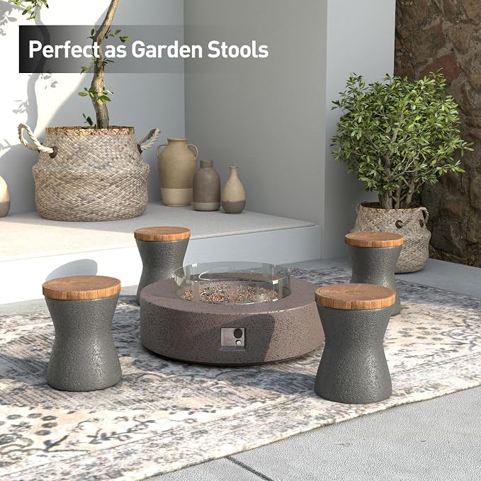 SUNBURY Outdoor Accent Table, Concrete Garden Stool End Table, Morden Concrete - Image 5