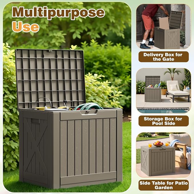 Flamaker Resin Deck Box 40 Gallon Waterproof Outdoor Indoor Storage Box - Image 5