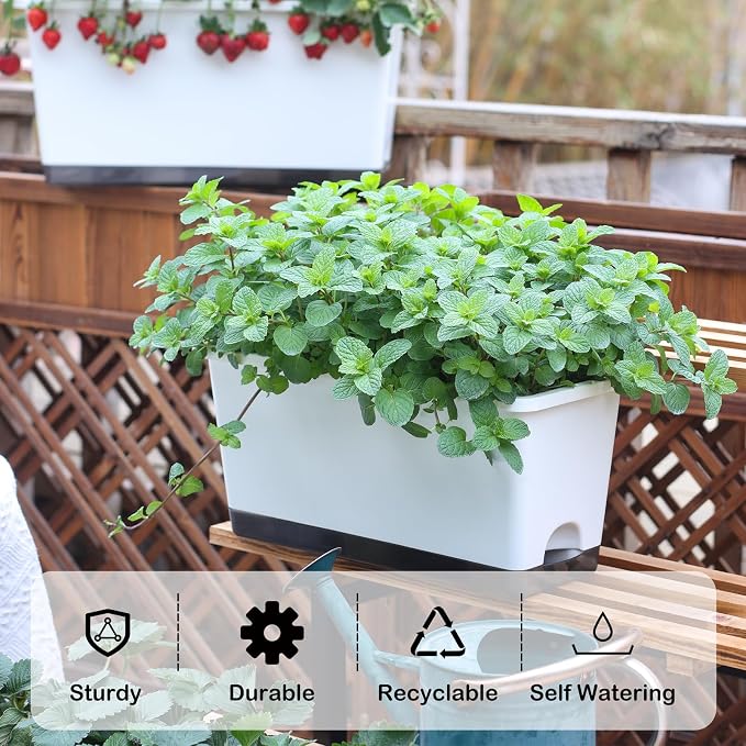 Window Box Planter 6 Pcs, 17 Inches Rectangle Flower Pots - Image 3
