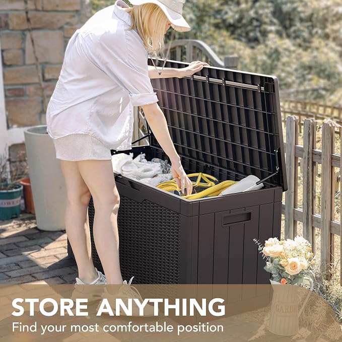 Devoko 100 Gallon Waterproof Large Resin Deck Box Indoor Outdoor Lockable - Image 7