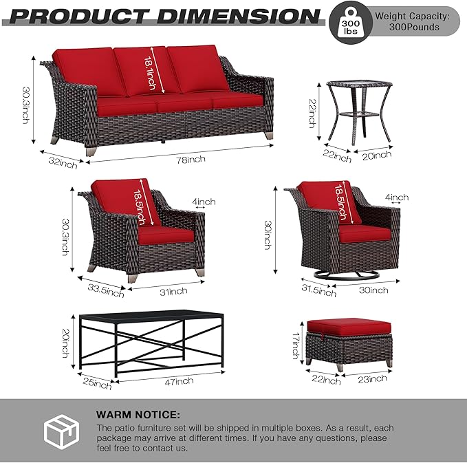 Joyside Wicker Patio Furniture Sets, 5 Pieces Upgraded Large Size Outdoor - Image 2