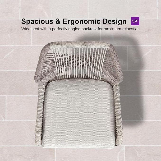 PURPLE LEAF Patio Bar Stool Bar Height Set of 2 Outdoor Rattan Chairs - Image 5