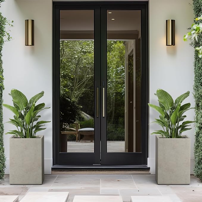 Kante 18.5" H Tall Rectangular Concrete Planters, Outdoor Indoor Lightweight - Image 6