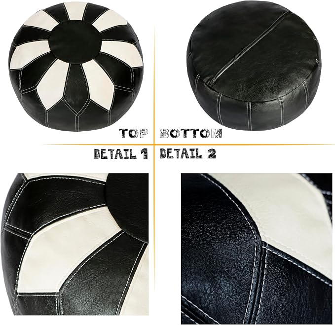 Thgonwid Unstuffed Moroccan Faux Leather Pouf Ottoman - Image 7