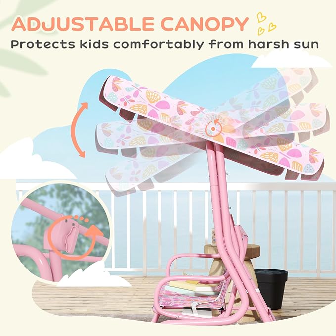 Qaba Kids Patio Swing, 2-Seater Outdoor Porch Swing Chair - Image 3