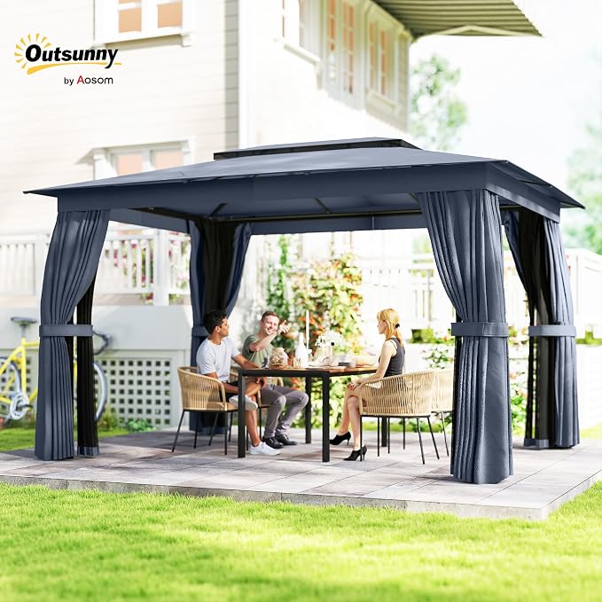 Outsunny 10' x 12' Outdoor Patio Gazebo, Heavy Duty Gazebo Canopy Shelter - Image 2