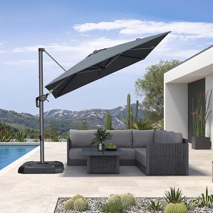 PURPLE LEAF 8 Feet Patio Umbrella Outdoor Cantilever Square Umbrella Aluminum - Image 2