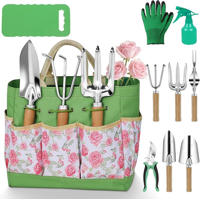 Garden Tool Set, 10 Piece Garden Kit, Heavy Duty Stainless Steel Gardening Hand by HoHaing