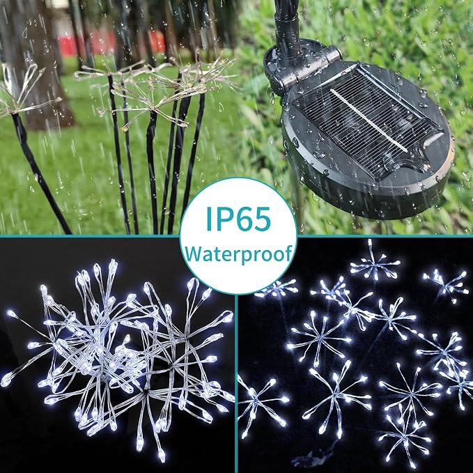 JJGoo Solar Garden Lights, New Upgraded 2 Pack Solar Swaying Starburst Light - Image 4