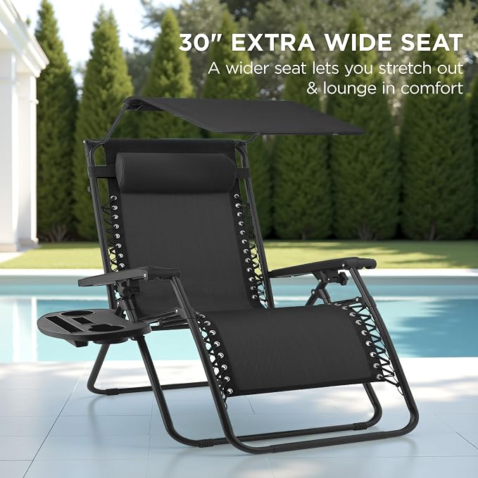 Best Choice Products 30” Wide Folding Zero Gravity Outdoor Recliner Patio - Image 3