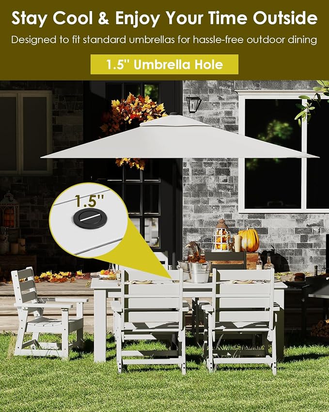 GREENVINES Outdoor Dining Table | 67’’ | HDPE | Rectangle Tables - Image 6