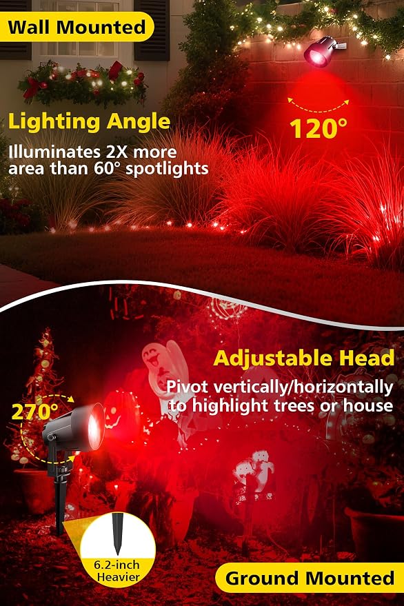 T-SUN Red Spotlight Outdoor, Waterproof LED Landscape Lighting - Image 6