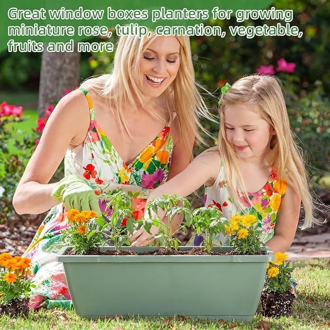 12 Pack Window Box Planter 17 Inches Rectangular Vegetable Flower Planters - Image 5