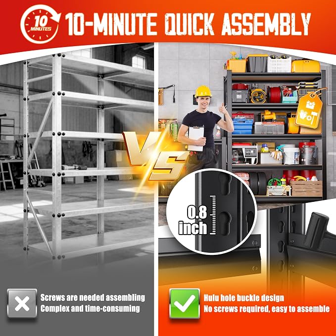 Set of 4 Garage Shelving, 3 Tier Garage Storage Shelves, Adjustable Heavy Duty - Image 5