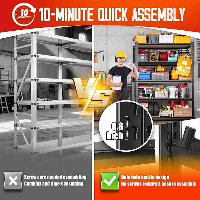 Set of 3 Garage Shelving, 3 Tier Garage Storage Shelves, Adjustable Heavy Duty - Image 5