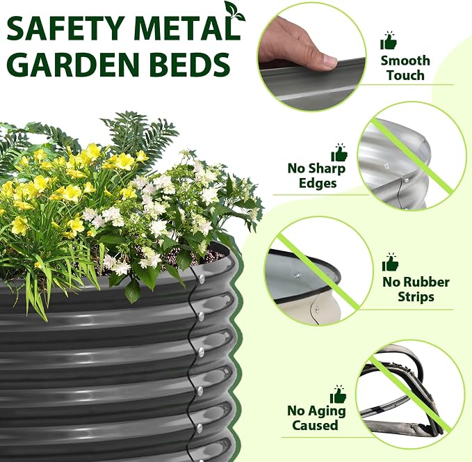 A ANLEOLIFE 12X3X1.5 ft Galvanized Raised Garden Beds Outdoor, Oval Extra Large - Image 4