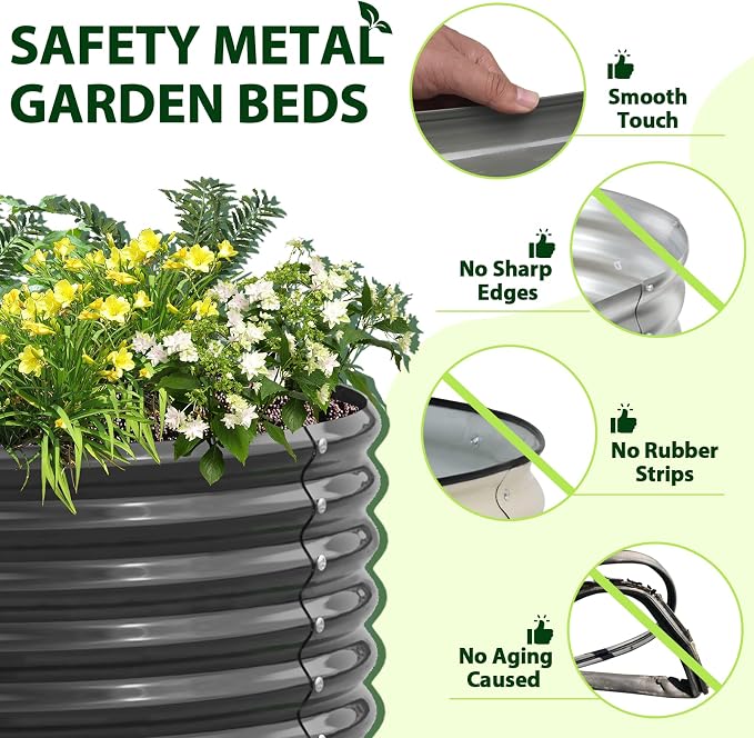 A ANLEOLIFE 4-Pack 6X3X1.5ft & 6X2X1.5ft Deep Root Galvanized Raised Garden - Image 7