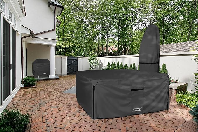 ULTCOVER 600D Tough Canvas Heavy Duty Square Patio Table and Chair Cover - Image 6