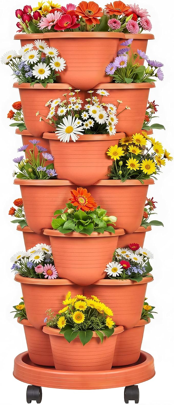 VECELO 7 Tier Vertical Garden Planter, Self Watering Stackable Planters by VECELO