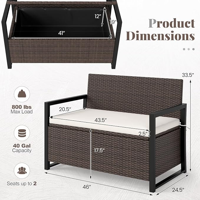 RELAX4LIFE Wicker Outdoor Bench - Image 3