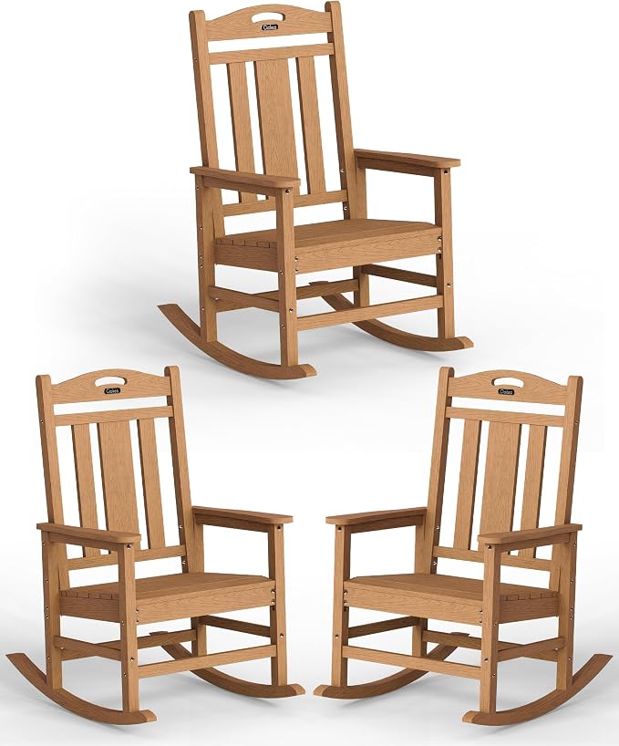 Ciokea Oversized Outdoor Rocking Chairs Set of 3, 380lbs Heavy-Duty Large Patio by CIOKEA