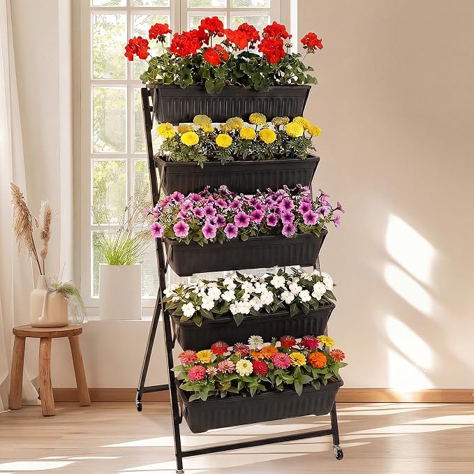 2 Pack 5-Tier Vertical Garden Planter 4.5 ft Tall Raised Garden Bed - Image 6