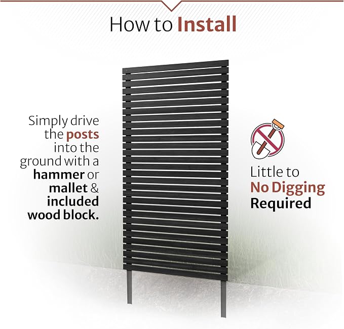 6ft H x 3.1ft W No Dig Enclo Aspen Charcoal Wood Privacy Screen, Decorative - Image 4