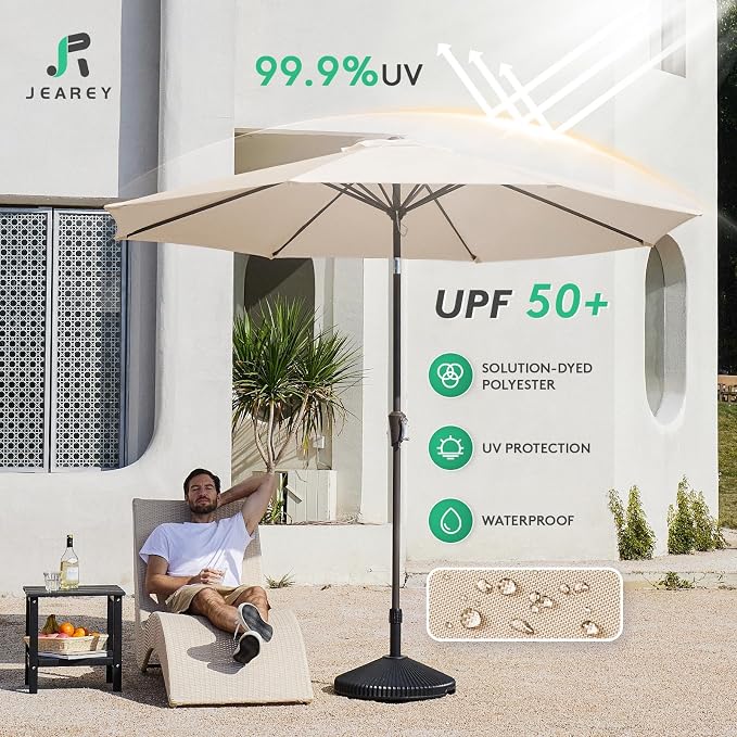 JEAREY 9FT Outdoor Patio Umbrella Market Umbrella - Image 3