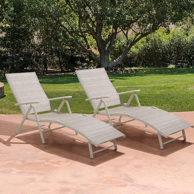 Devoko Lounge Chairs for Outside Patio Chaise Lounge Outdoor Poolside - Image 8
