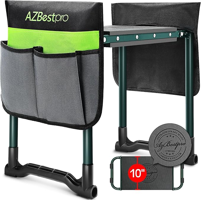 Garden Kneeler and Seat Heavy Duty, Upgraded Foldable Gardening Stool by AZBestPro