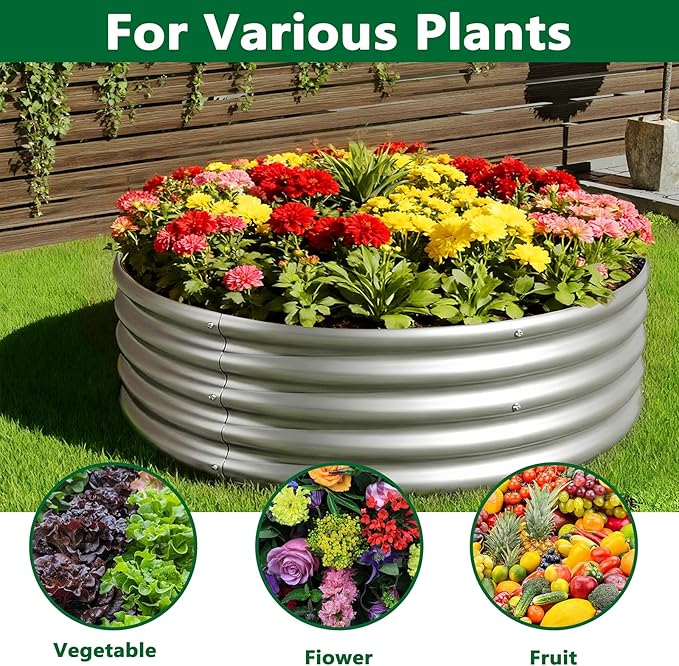 zizin 2 Pack Galvanized Raised Garden Bed Metal Round Raised Garden Beds - Image 6