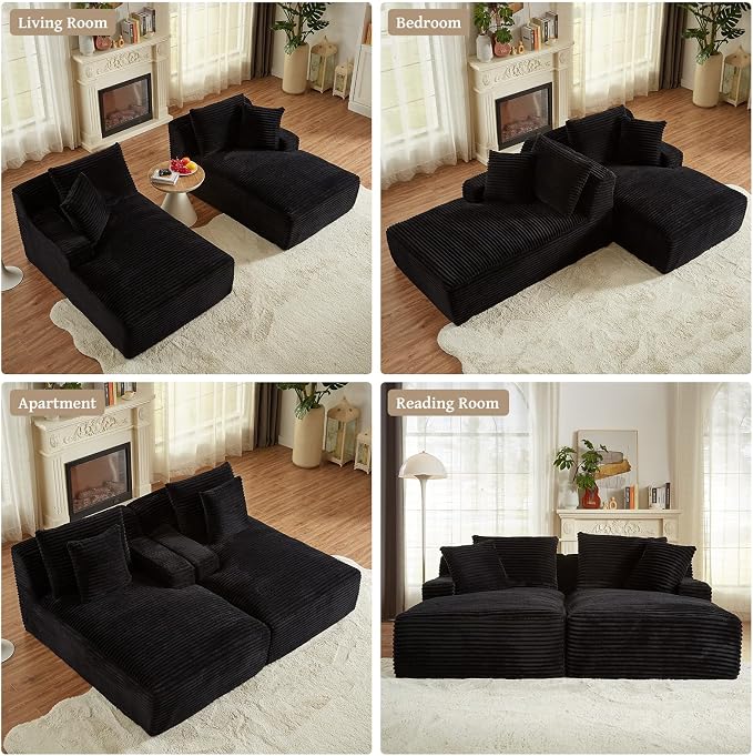 80" Double Chaise Lounge Chair Indoor, Oversized Boneless Couch Comfy - Image 7