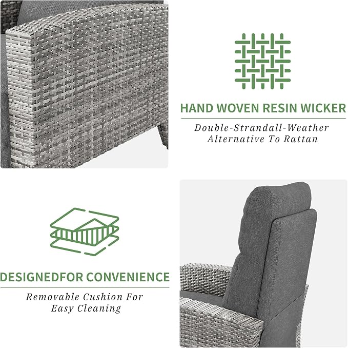 IDEALHOUSE Wicker Outdoor Recliner Reclining Patio Chairs - Image 8