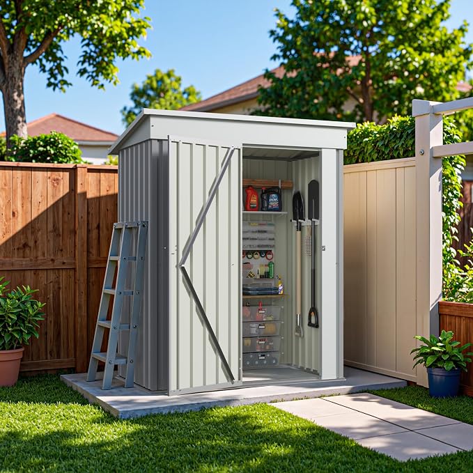 Greesum 5×3 FT Outdoor Storage Shed, Metal Storaged Sheds Without Floor - Image 6