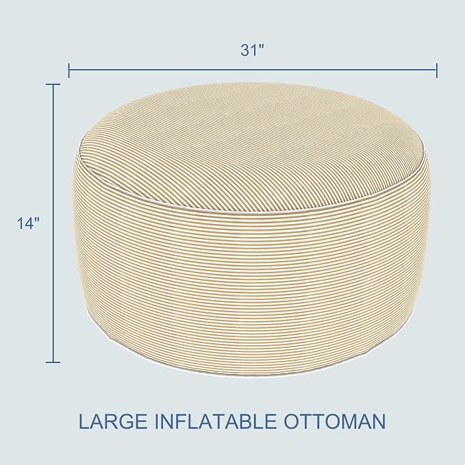 LVTXIII Indoor/Outdoor Extra Large Inflatable Ottoman Pouf D31 x H14 Inch - Image 3