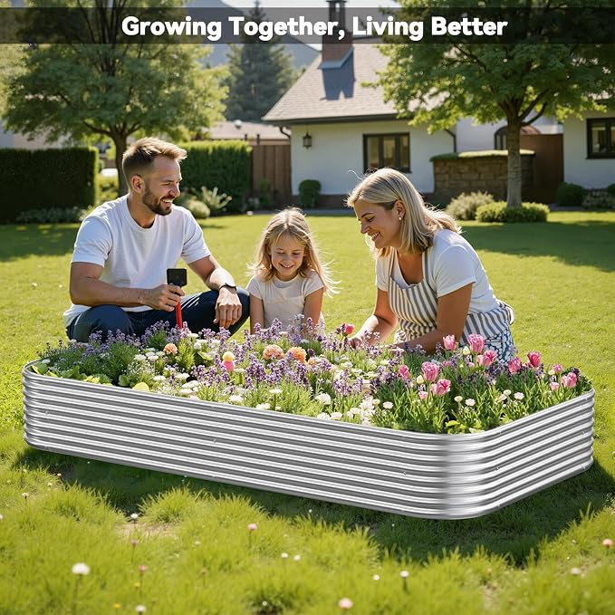 3 Pack 8x4FT Raised Beds for Gardening, Corrugated Galvanized Steel Raised - Image 5