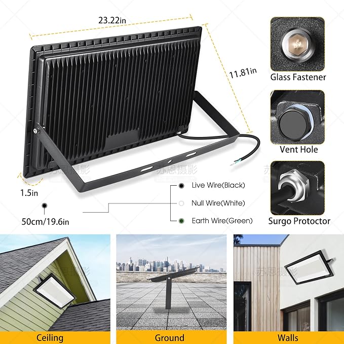 600W 2pack LED Stadium Flood Lights, 67500LM Super Bright LED Arena Outdoor - Image 2