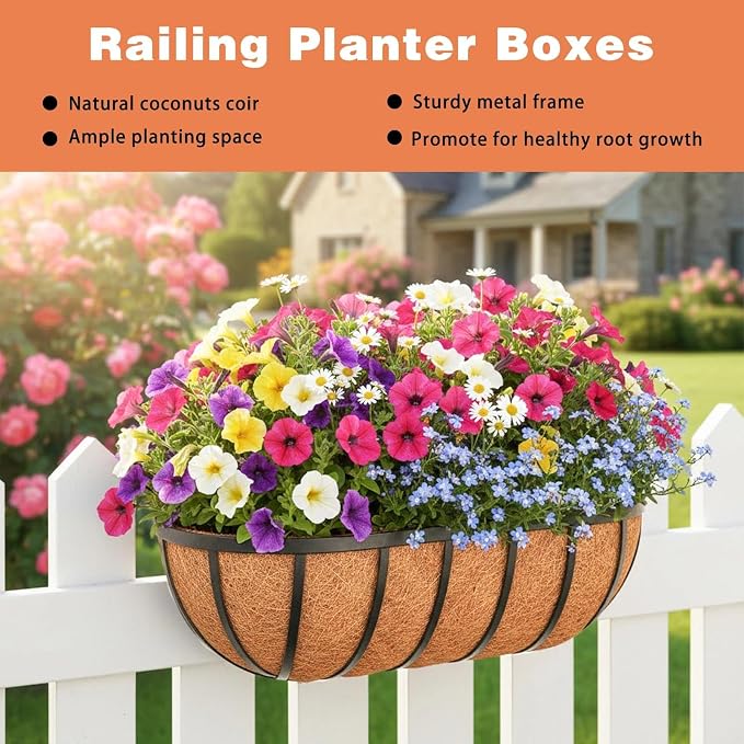 2 Pack 30" Railing Planter Window Box - Image 2