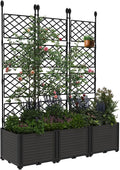 3 PCS Raised Garden Bed with Trellis & Privacy Screen, Flowers on Patio by Unknown