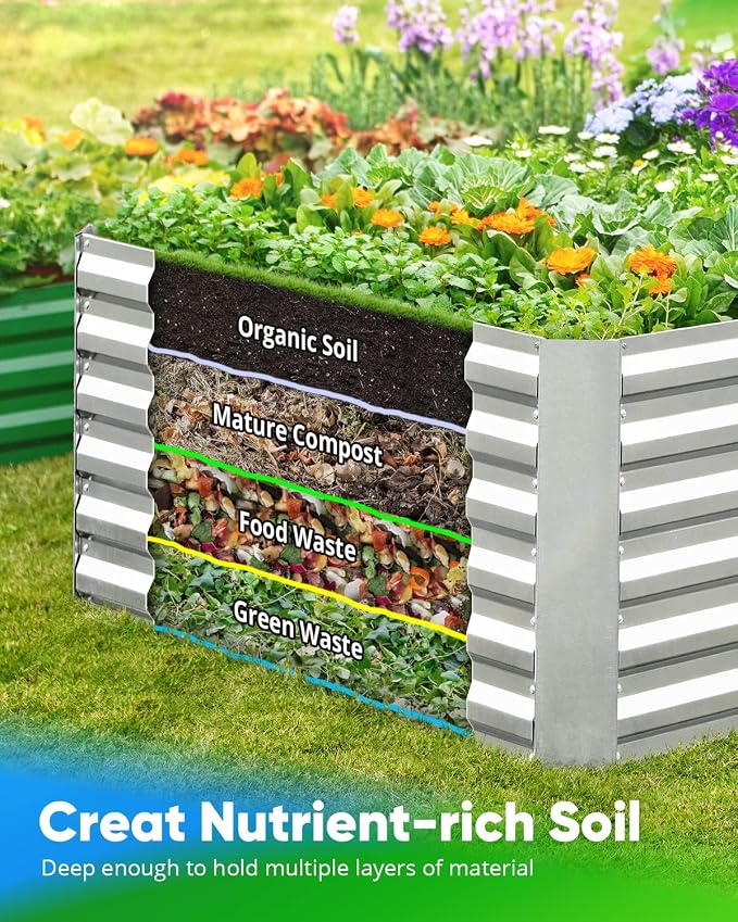 Quictent Galvanized Raised Garden Bed 6x3x2 Ft Metal Planter Box Bottomless - Image 3