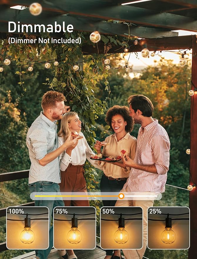 Brightown Outdoor String Lights, 200FT 100+2 G40 Bulbs Shatterproof Patio Lights - Image 8