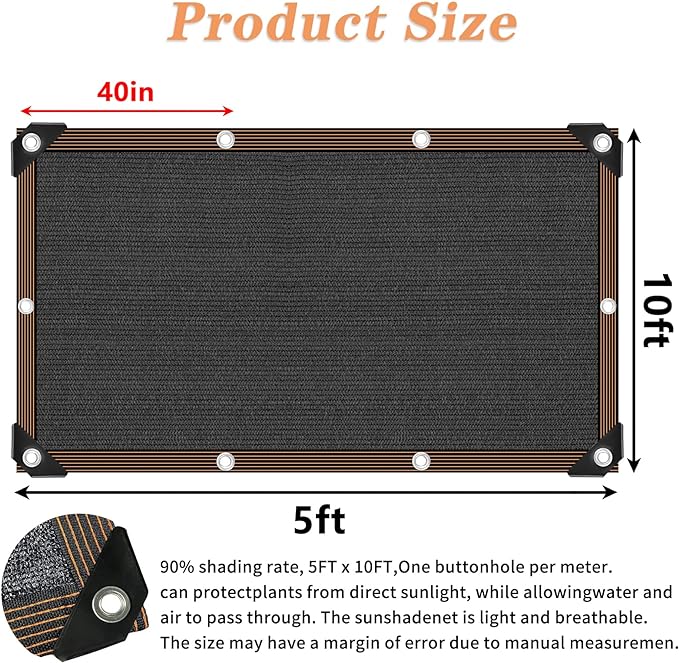 Shade Cloth for Plants Greenhouse, 80-90% Sunblock for Outdoor Garden Pergola - Image 2
