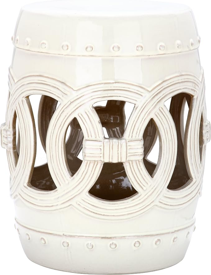 SAFAVIEH Home Collection Double Coin Cream Ceramic Indoor/ Outdoor Decorative by SAFAVIEH