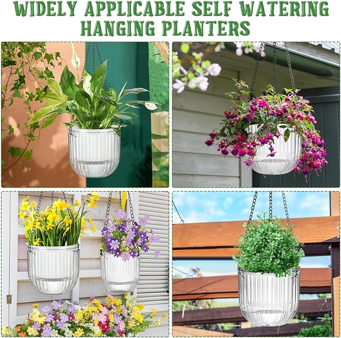 Maxcheck 4 Pcs Self Watering Hanging Planters Indoor Gift 6.5'' 4.5'' Hanging - Image 7