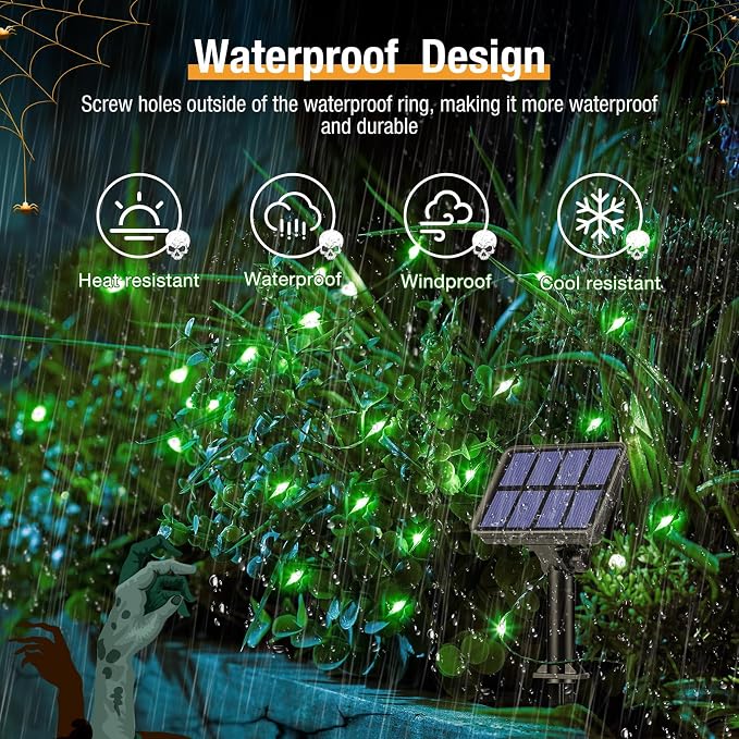 btfarm 2 Pack Solar String Lights Outdoor, 160LED 66FT Halloween Solar Fairy - Image 3